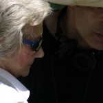 Director, Nat Christian talking script with writer-exec producer, Ann Marcus on the set of "FOR HEAVEN'S SAKE"