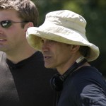 Director, Nat Christian with his First AD, Justin Hillon, on the set of "FOR HEAVEN'S SAKE"